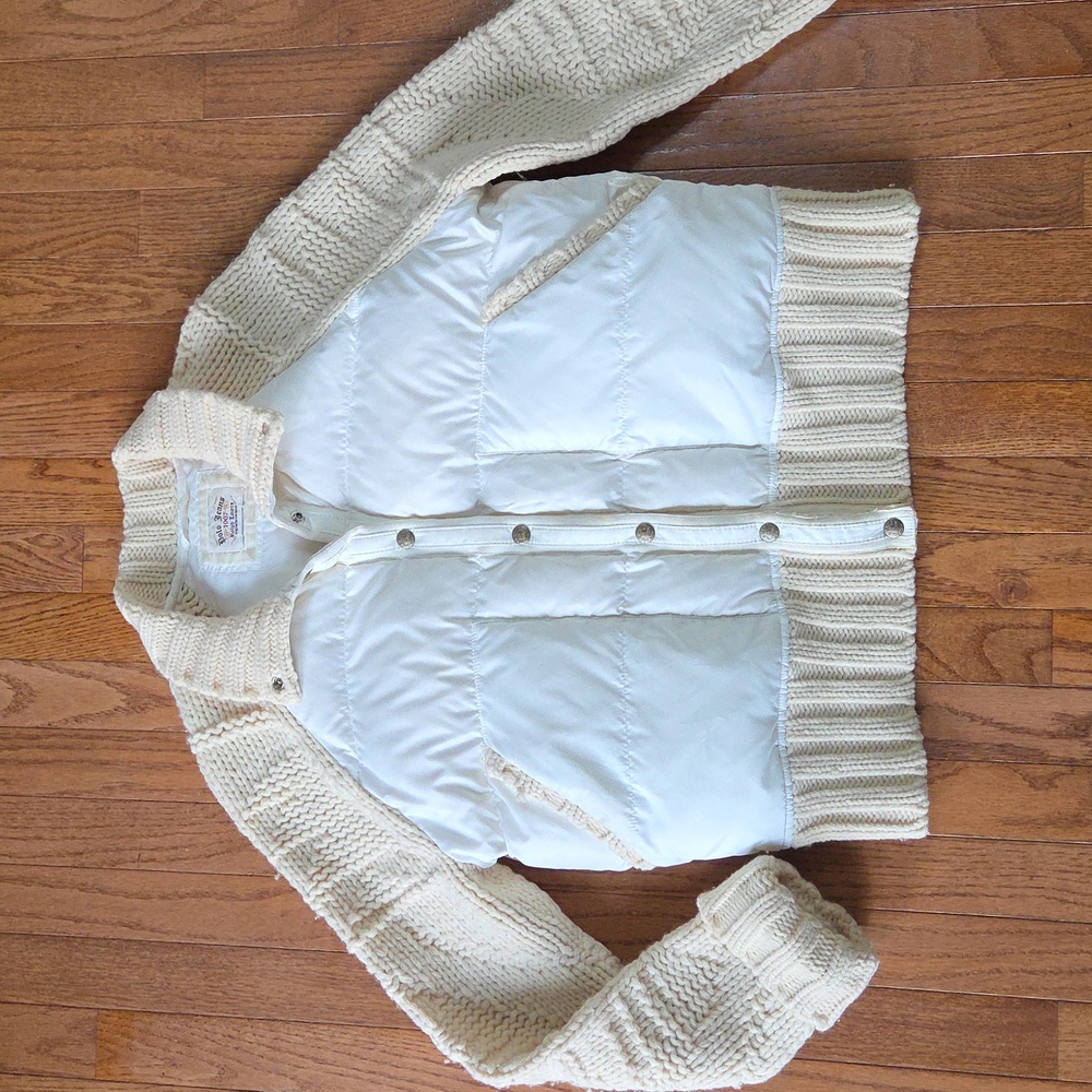 Vintage Polo Cream Knit and Down Puffer Jacket - Picture 5 of 17